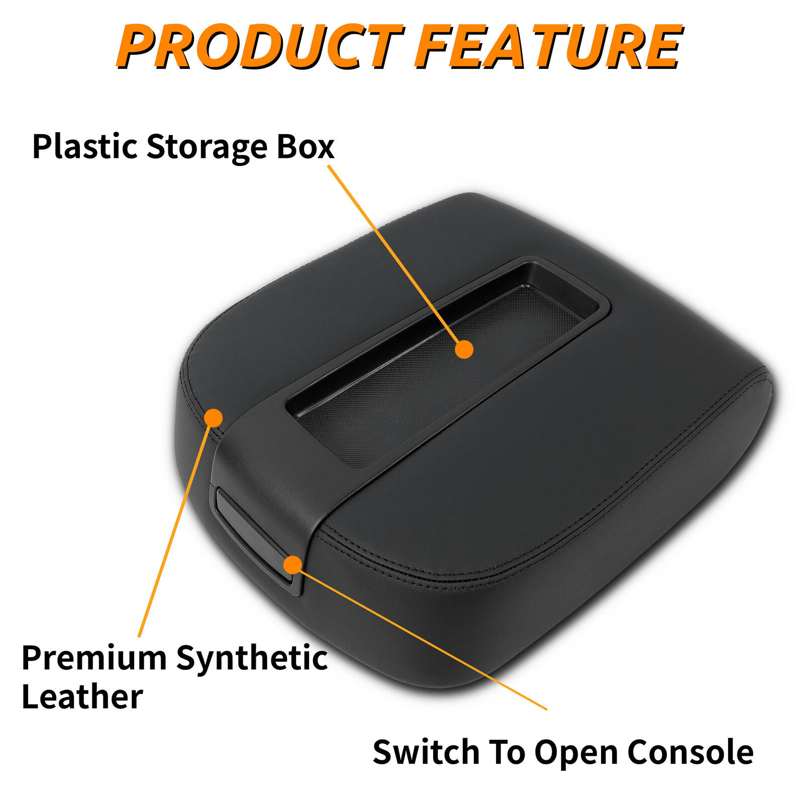 Black Center Console Armrest Lid Fit For 07-14 Tahoe Silverado GMC Yukon Sierra