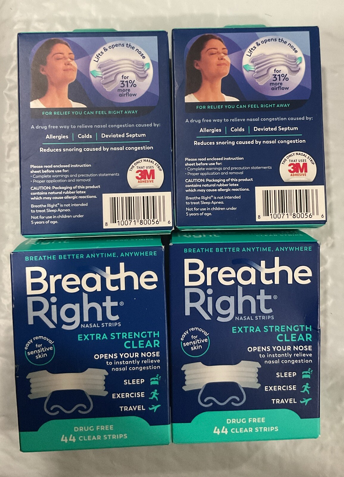 BREATHE RIGHT Clear Nasal Strips EXTRA STRENGTH Sensitive Skin (44) ea TOTAL 176