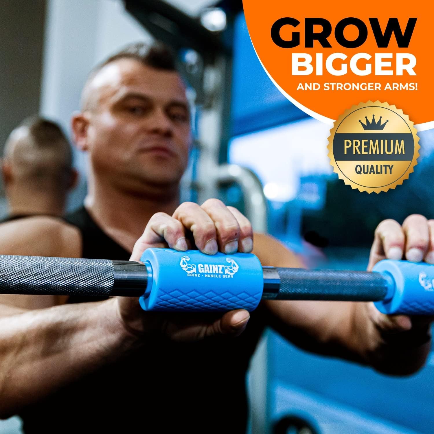 Gainz Thick Grips Dumbell Barbell Weight Lifting Adapters for Fat Bar Grow Big