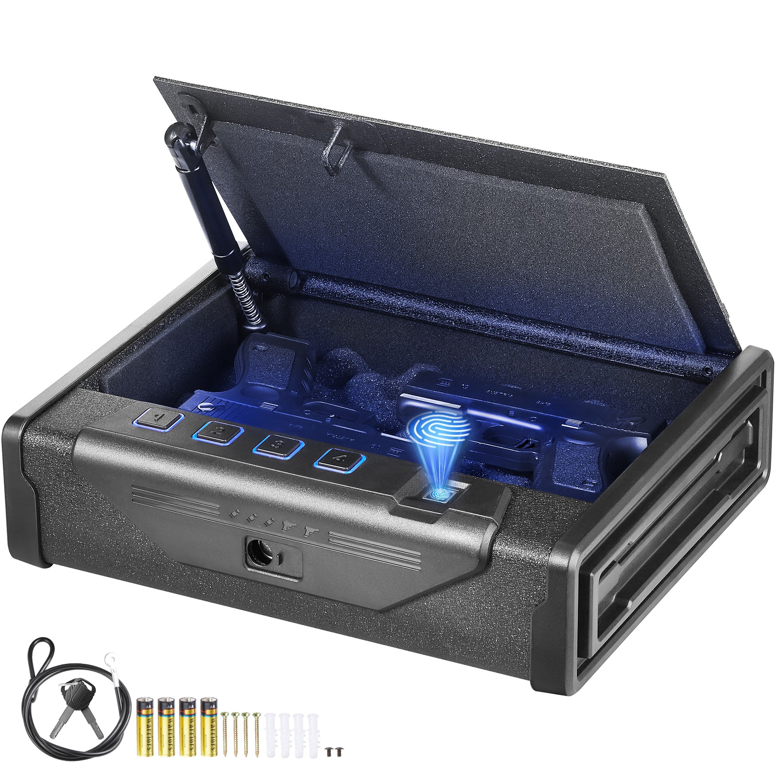 VEVOR Gun Safe for Pistols Biometric Gun Safe with 3 Access Ways for 2 Pistols