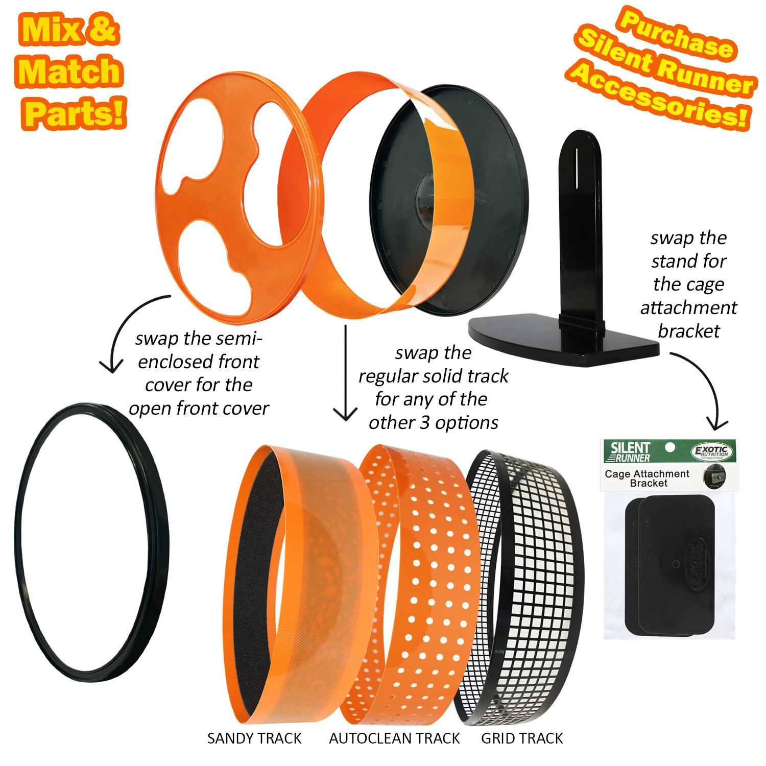 Silent Runner Wheel 12" Regular Exercise Wheel for Sugar Gliders, Rats, Hamsters