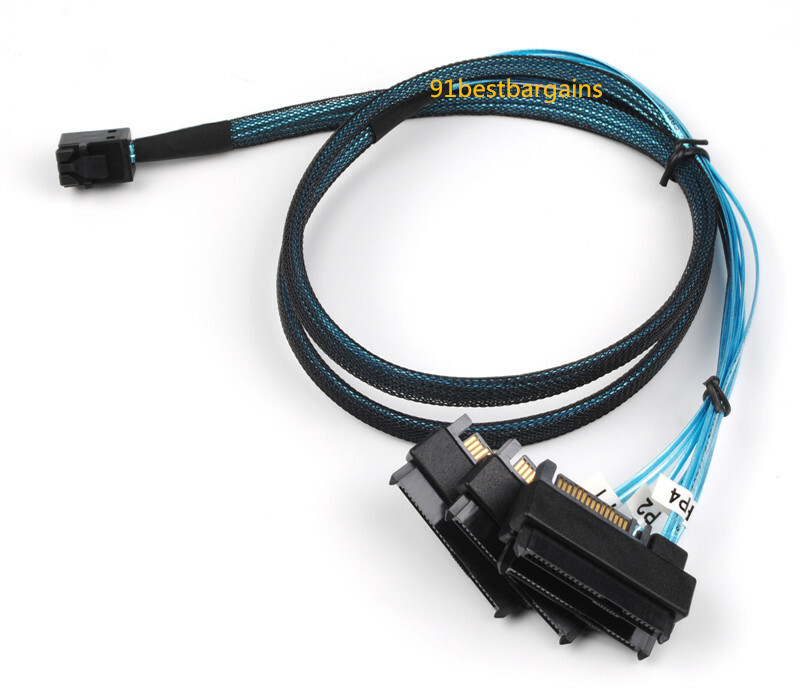 Mini-SAS HD SFF-8643 to 4 SAS SFF-8482 Hard Drive Forward Breakout Cable RAID 1M