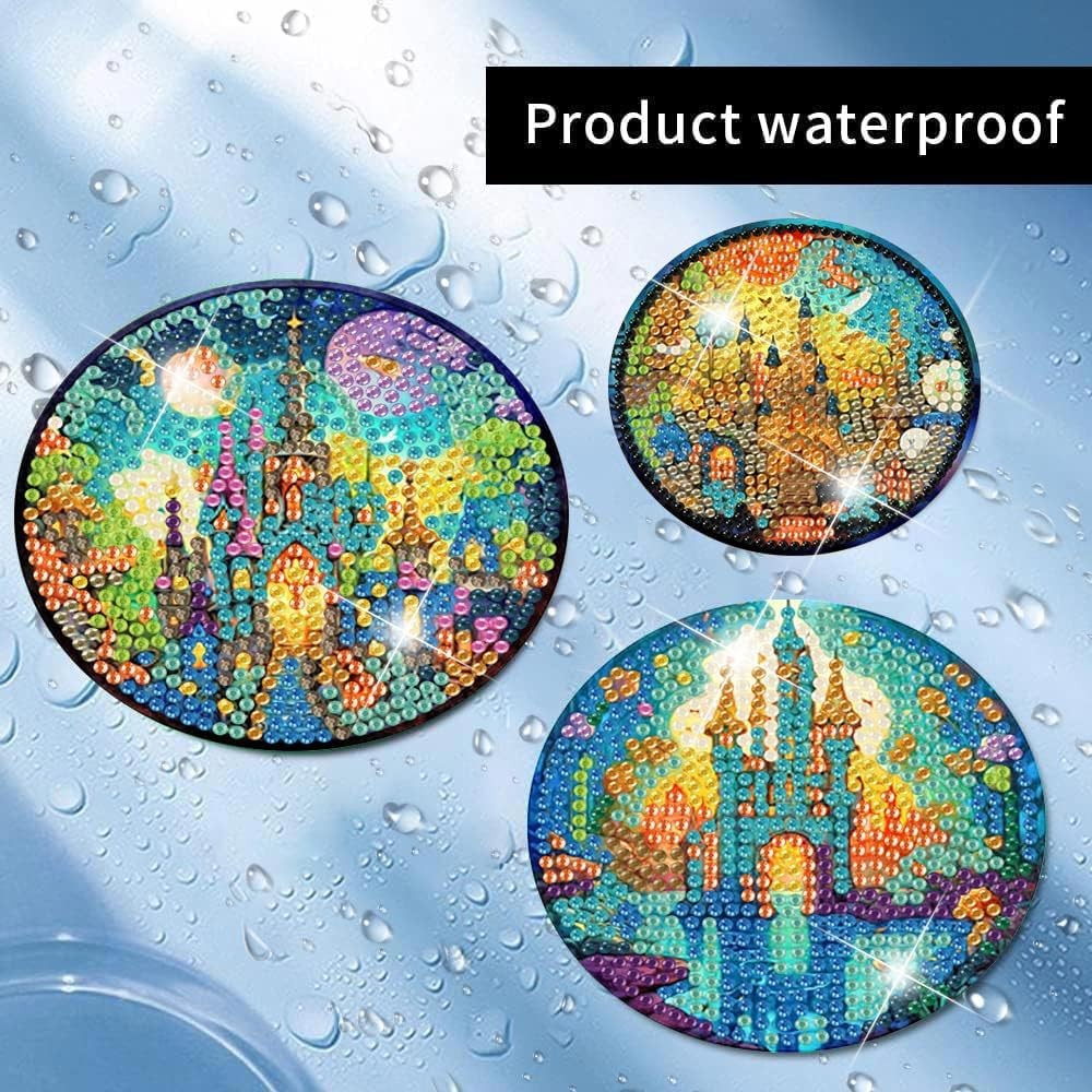 8 Pcs Diamond Art Coasters Kits for 8 4x4in, Castle