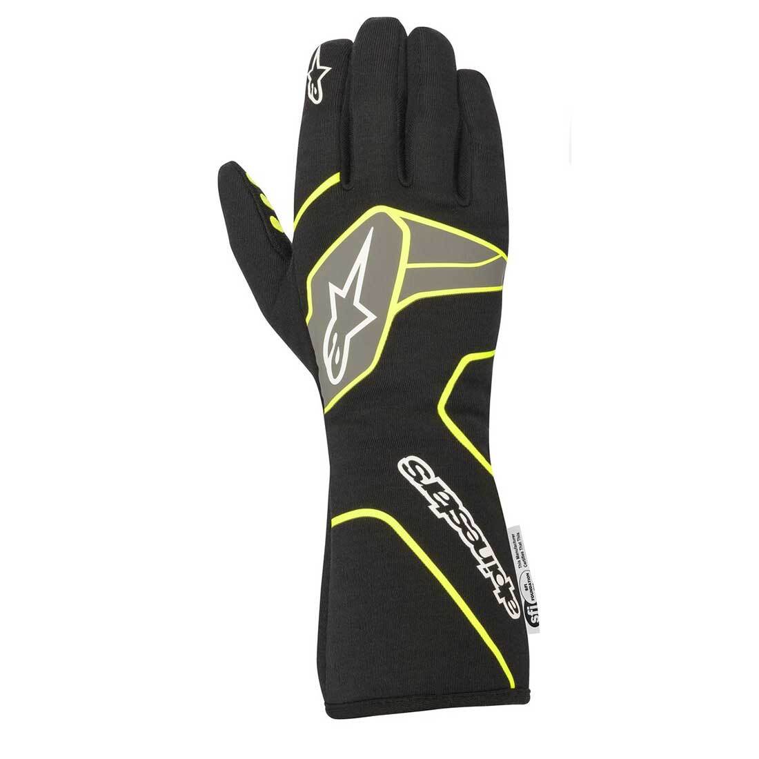 Alpinestars Tech-1 Race V2 Racing Gloves Black/Yellow Medium SFI FIA NEW
