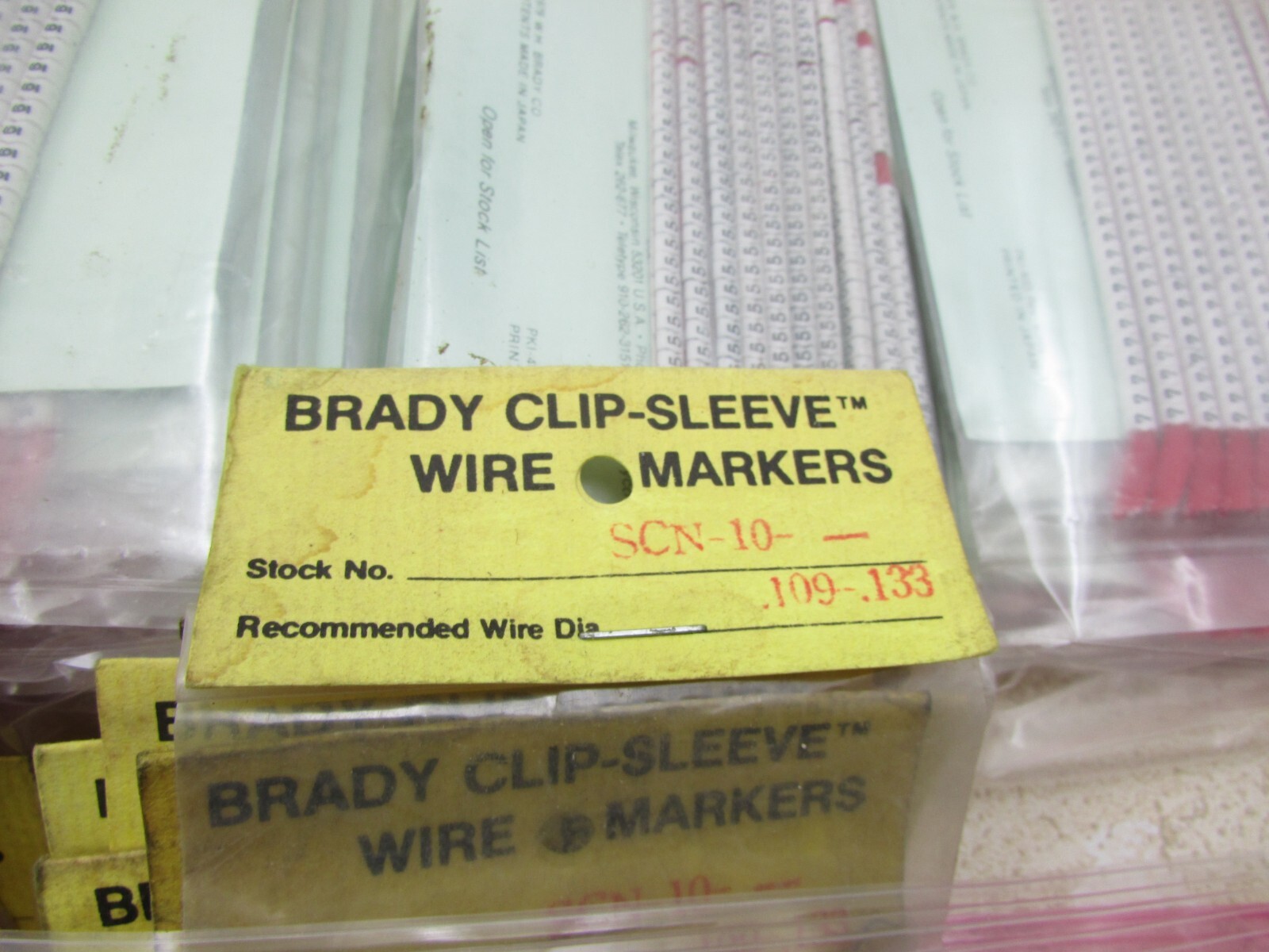 BRADY Clip Sleeve Wire Markers .106/.133 (YOU PICK) 3, 4, 5, 6, 7, 8, 9, - Minus