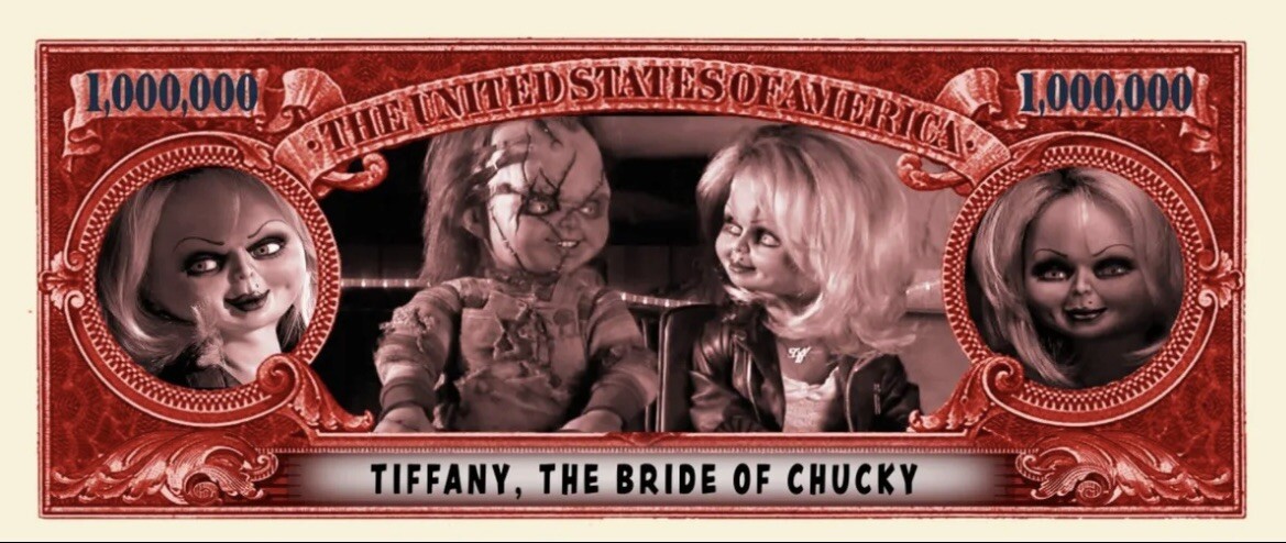 Pack of 10 Bride of Chucky Horror Doll Novelty Money 1 Million Dollar Bills
