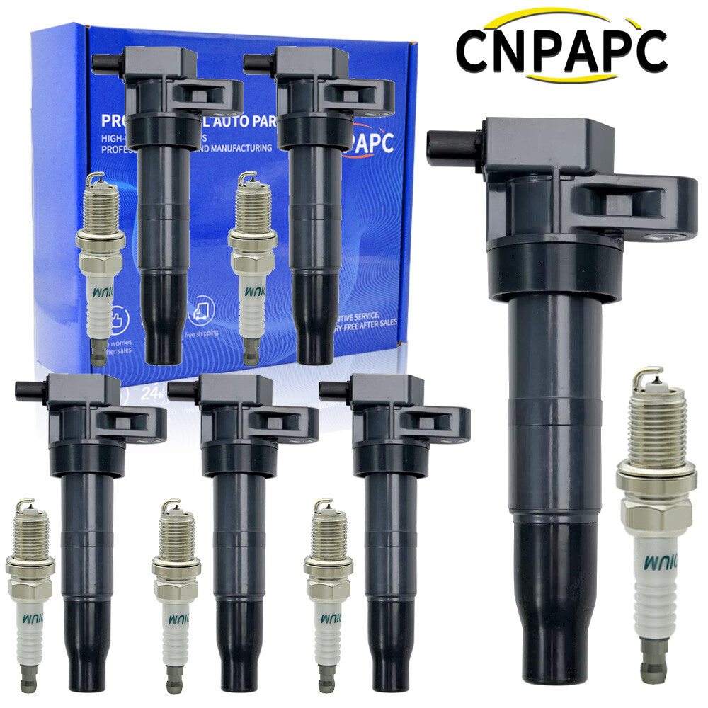 6 Pack Ignition Coil & Iridium Spark Plug For Hyundai Santa Fe Kia Sorento UF546