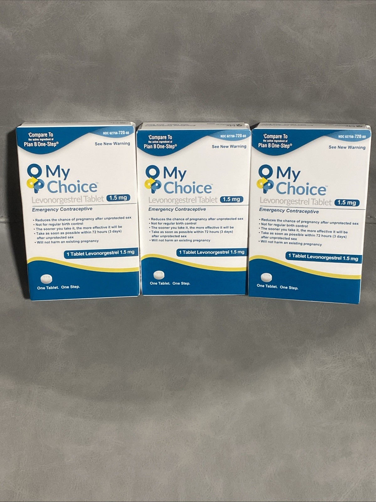 3 x My Choice Emergency Contraceptive (Compare to Plan B One Step) Exp 04/2027