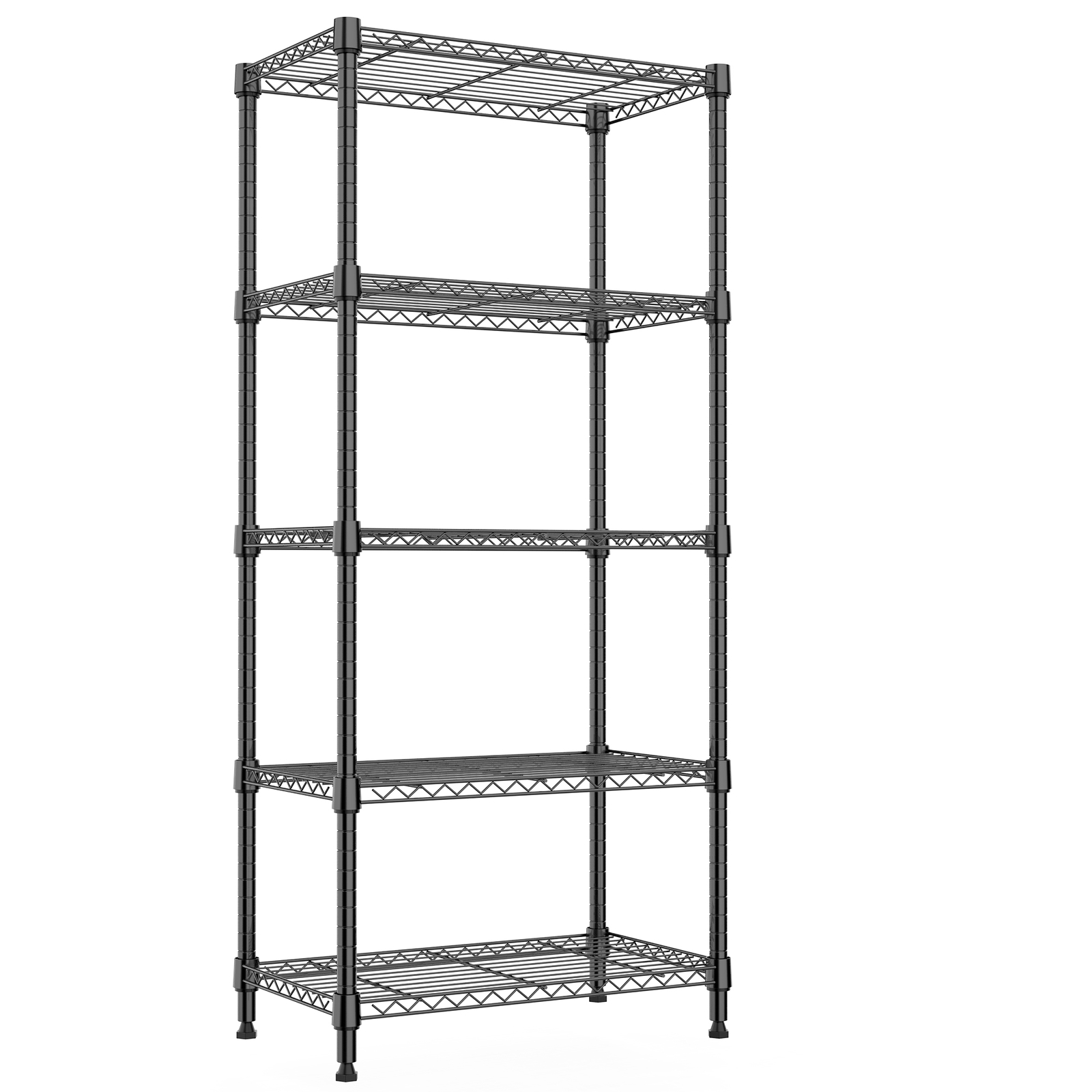 5 Tier Wire Storage Shelf Adjustable Heavy Duty Garage Shelving Kitchen Rack 63"