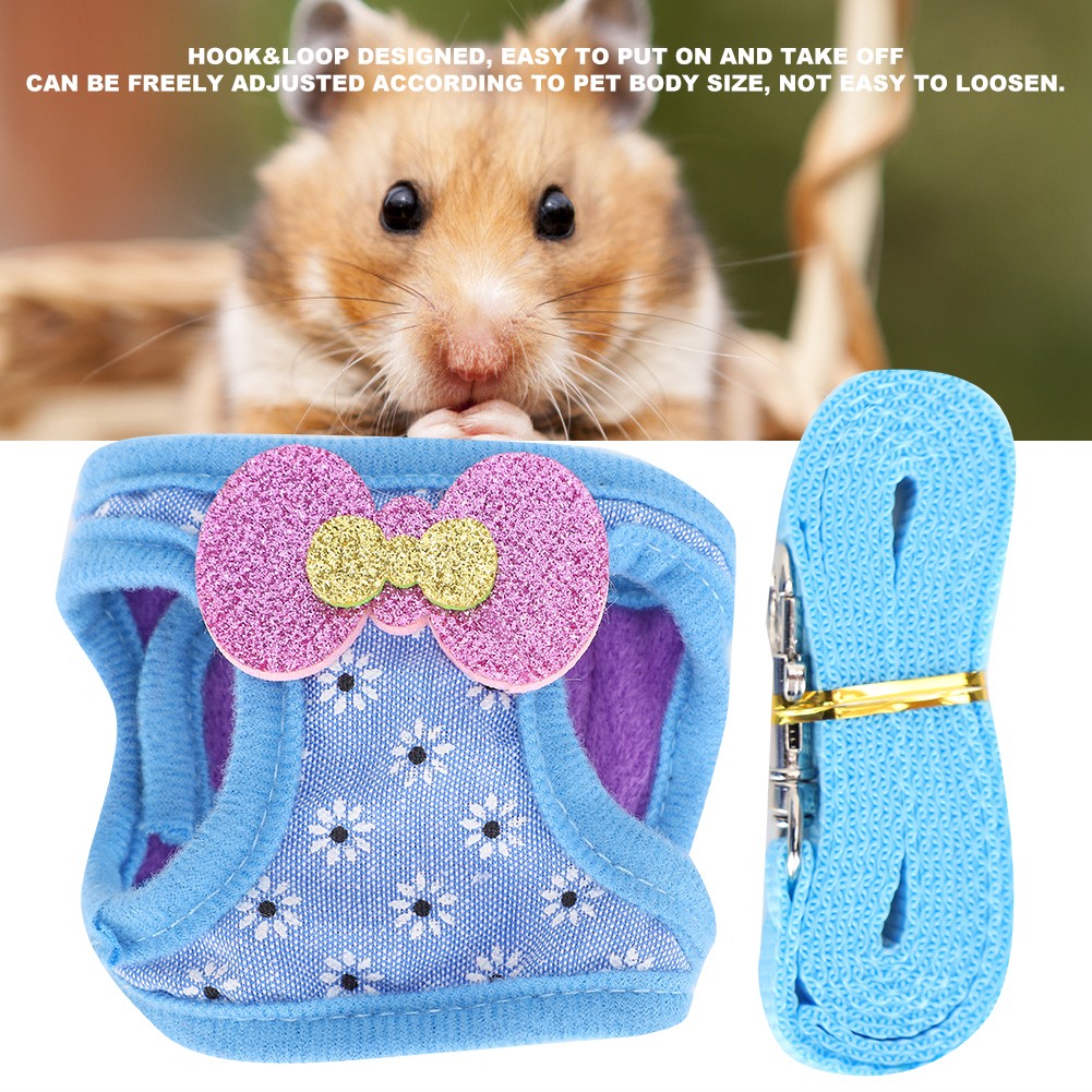 Adjustable Leash Harness Breathable Chest Strap Traction Vest for Rabbit Hamster