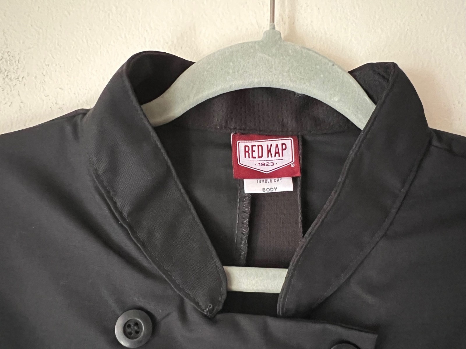 Red Kap Chef Coat Men's Long Sleeve Ten Button Mimix Size Large Black NWOT