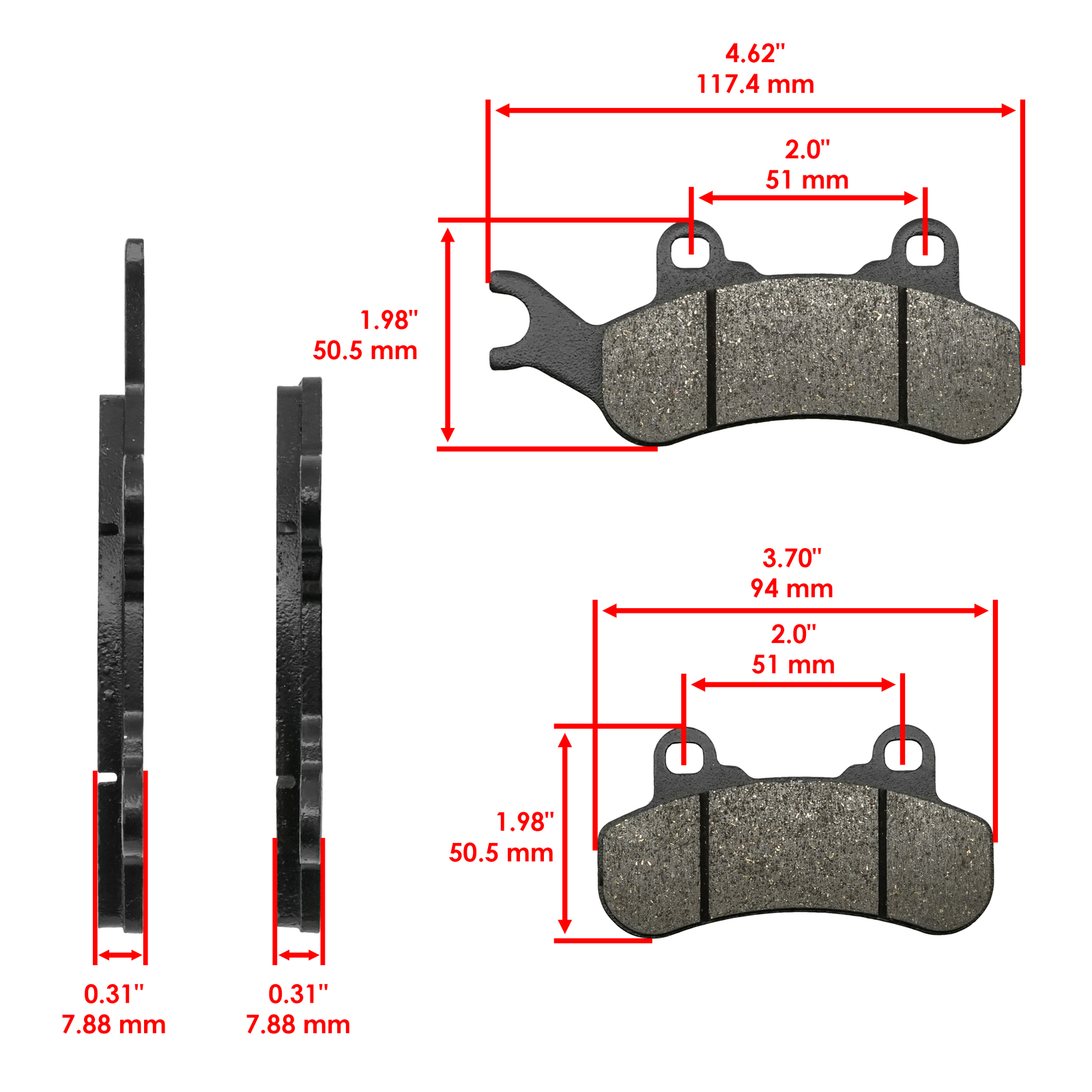Brake Pads for Can-Am Maverick X3 Max Turbo R / RR 2017-24 Front Rear Left Right
