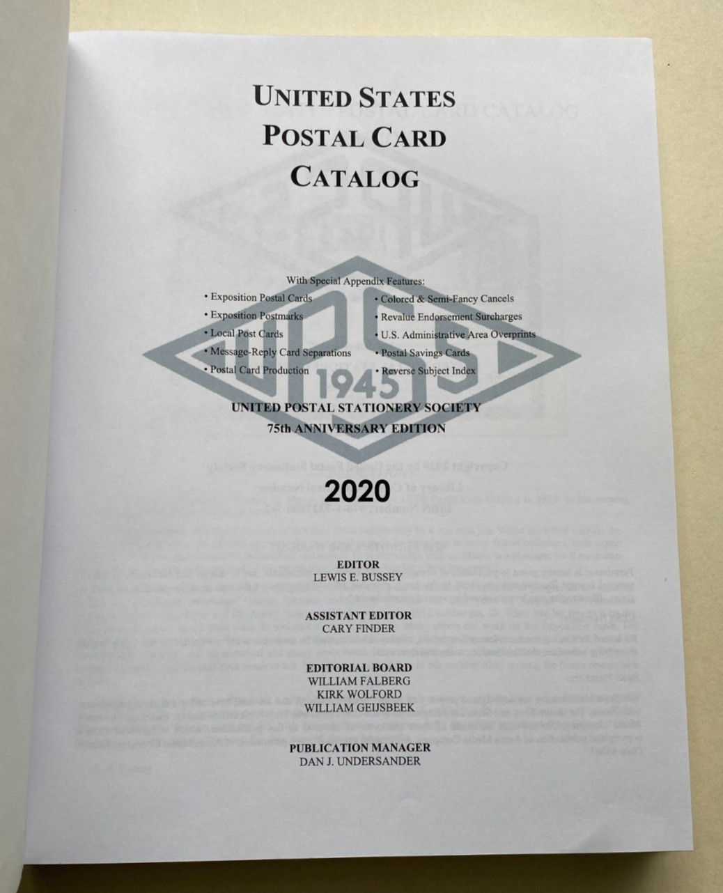 UPSS 2020 United States Postal Card Catalog