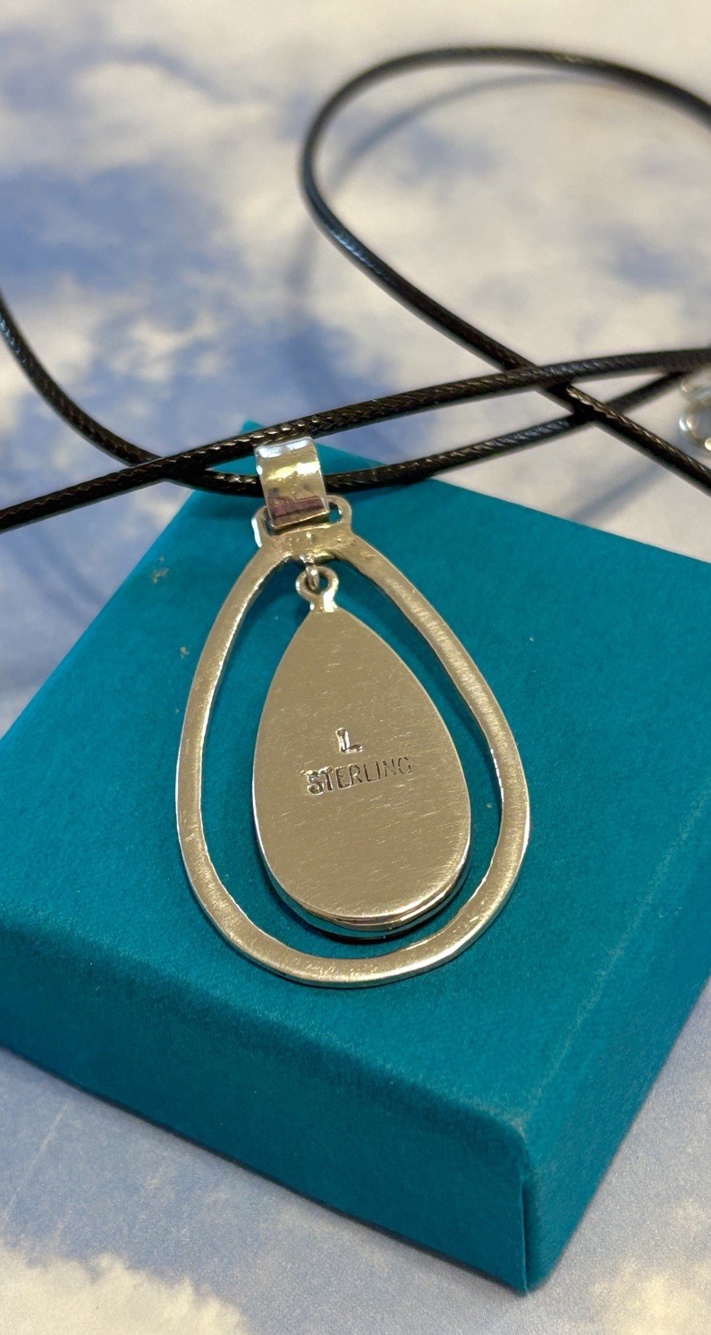 Navajo Lou Spencer Sterling Silver Opal Purple Spiny Oyster 925 Necklace Pendant