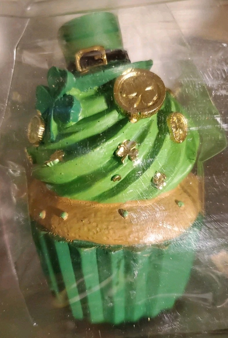 Cupcakes and Cashmere St. Patrick's Day Decor Set of 3 Frosted Cupcakes 4" Green