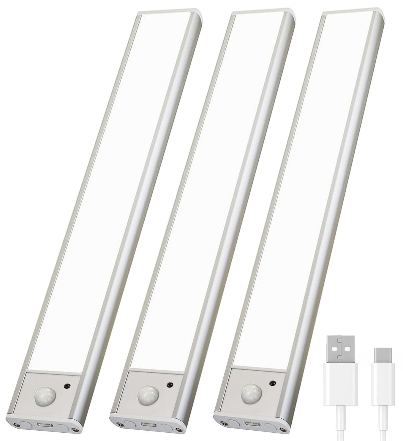 3-Pack LED Under Cabinet Lamp, Rechargeable Motion Sensor, 3 Color Dimmable