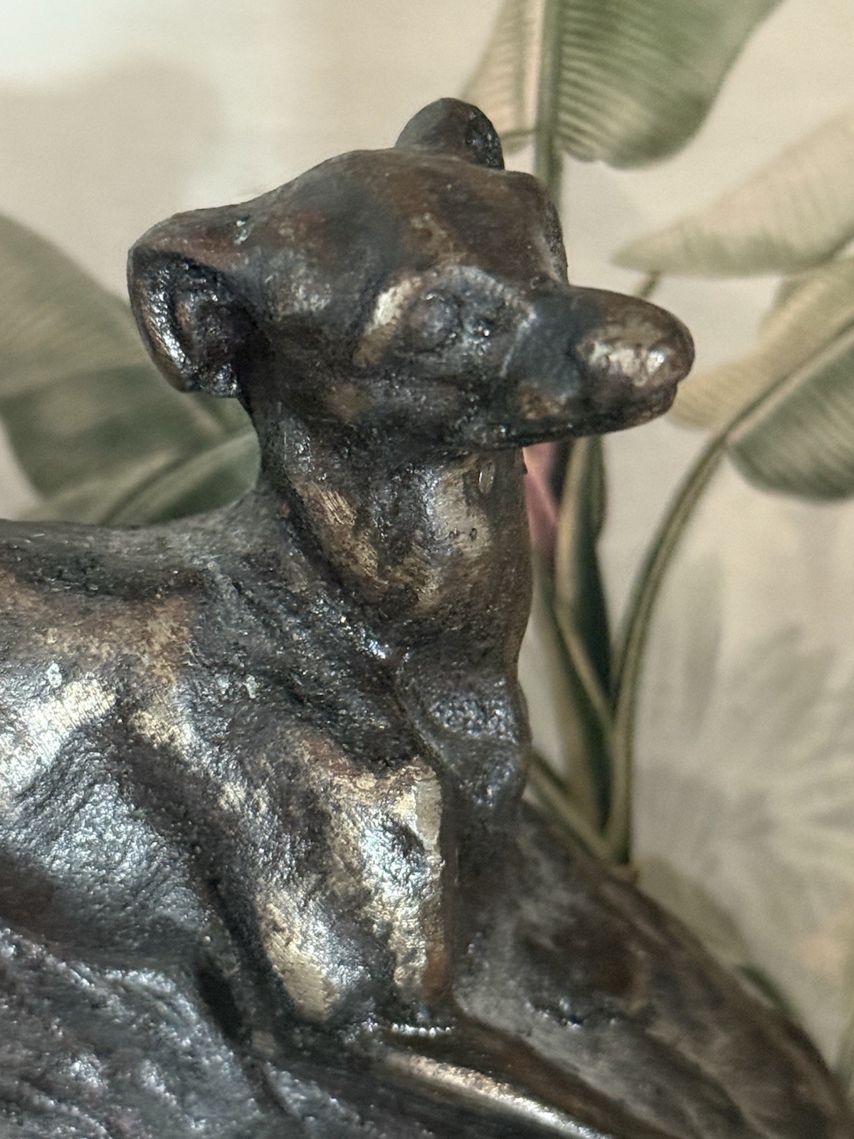 Antique French Victorian Bronze Greyhound Dog Fireplace Mantel Ornament c1900