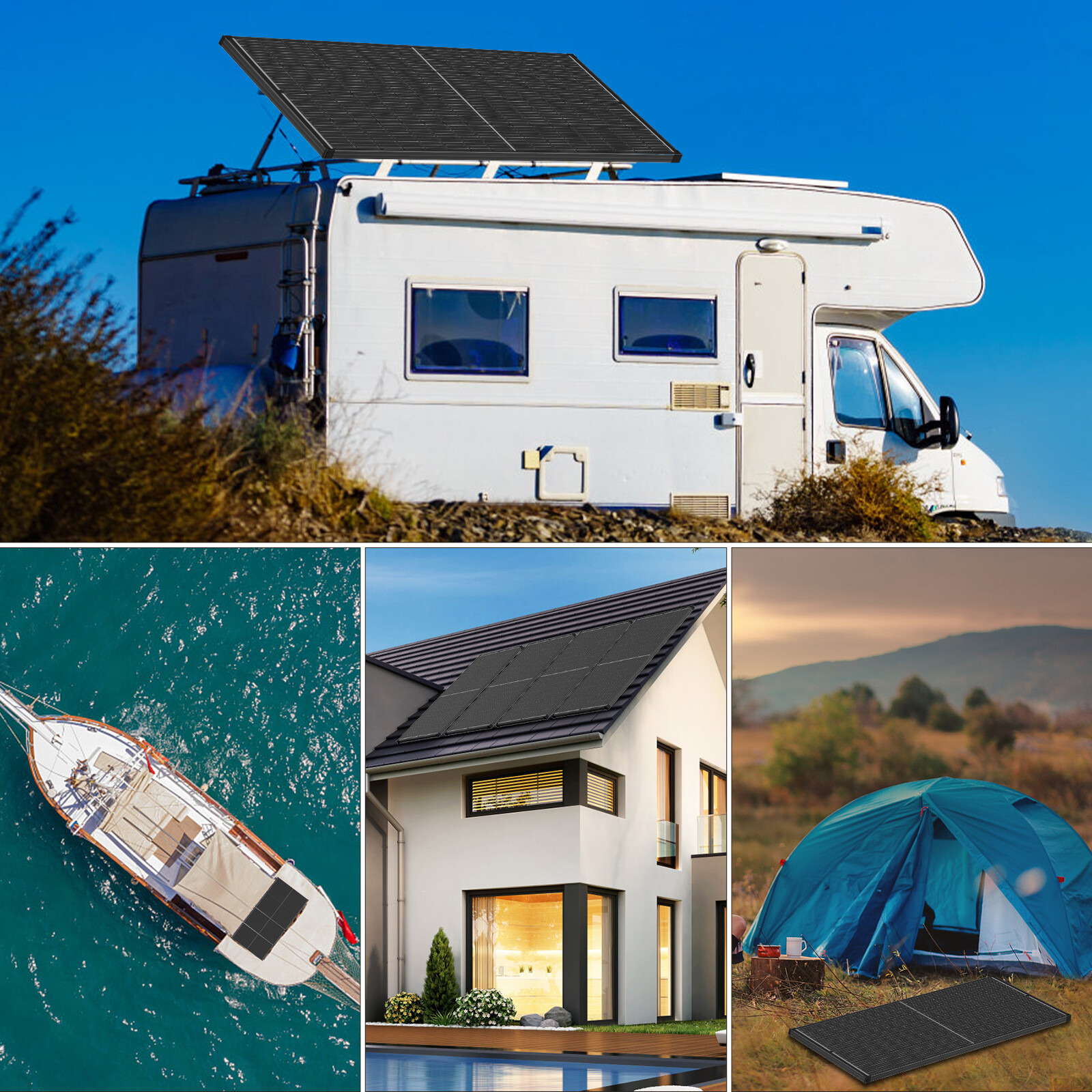 100W 200W 400W 1000W Watt Solar Panel Mono 12V Charger RV Home Off-Grid Boat