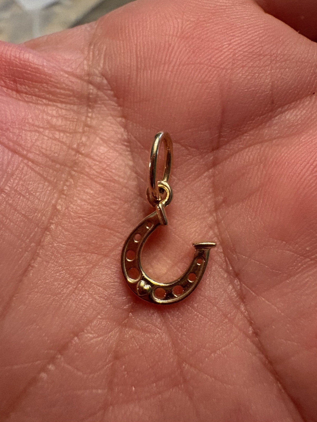 Authentic Pandora Solid 14k Yellow Gold Lucky Horseshoe Dangle Charm 752328C00