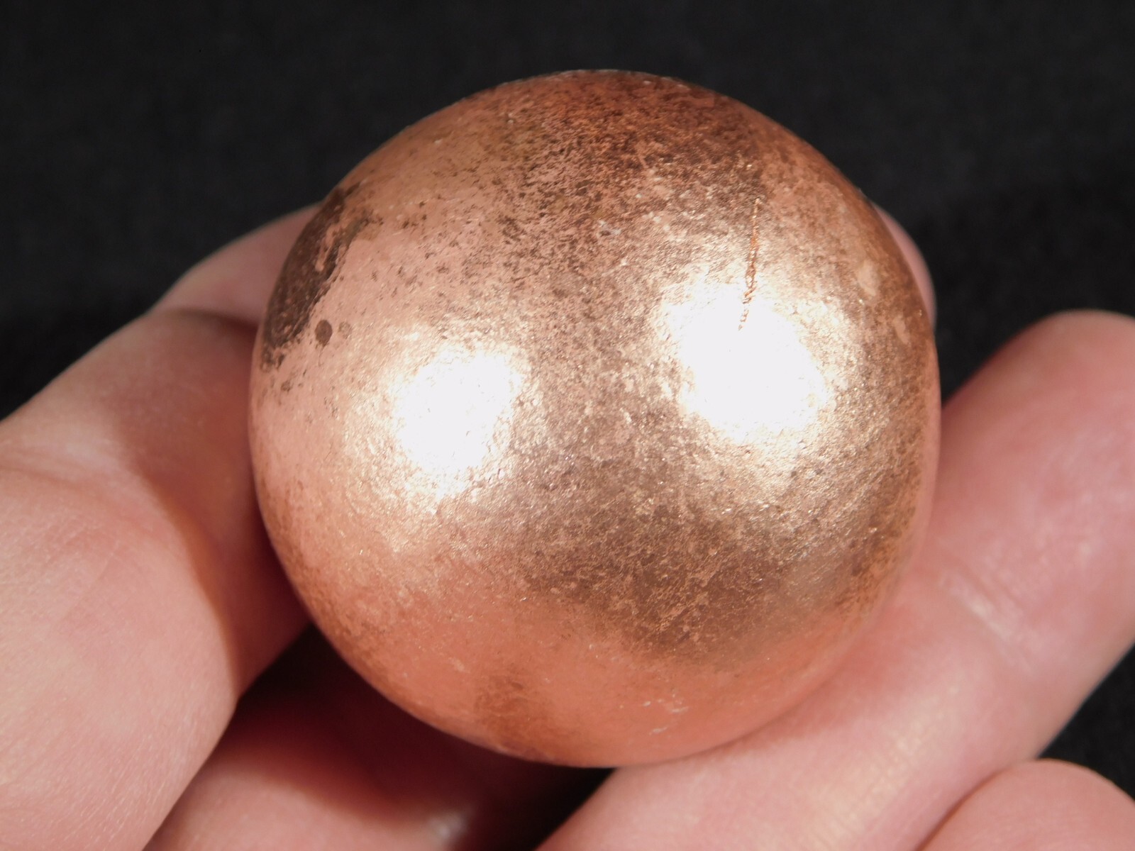 Larger! Super Heavy SOLID COPPER Sphere From Michigan 287gr