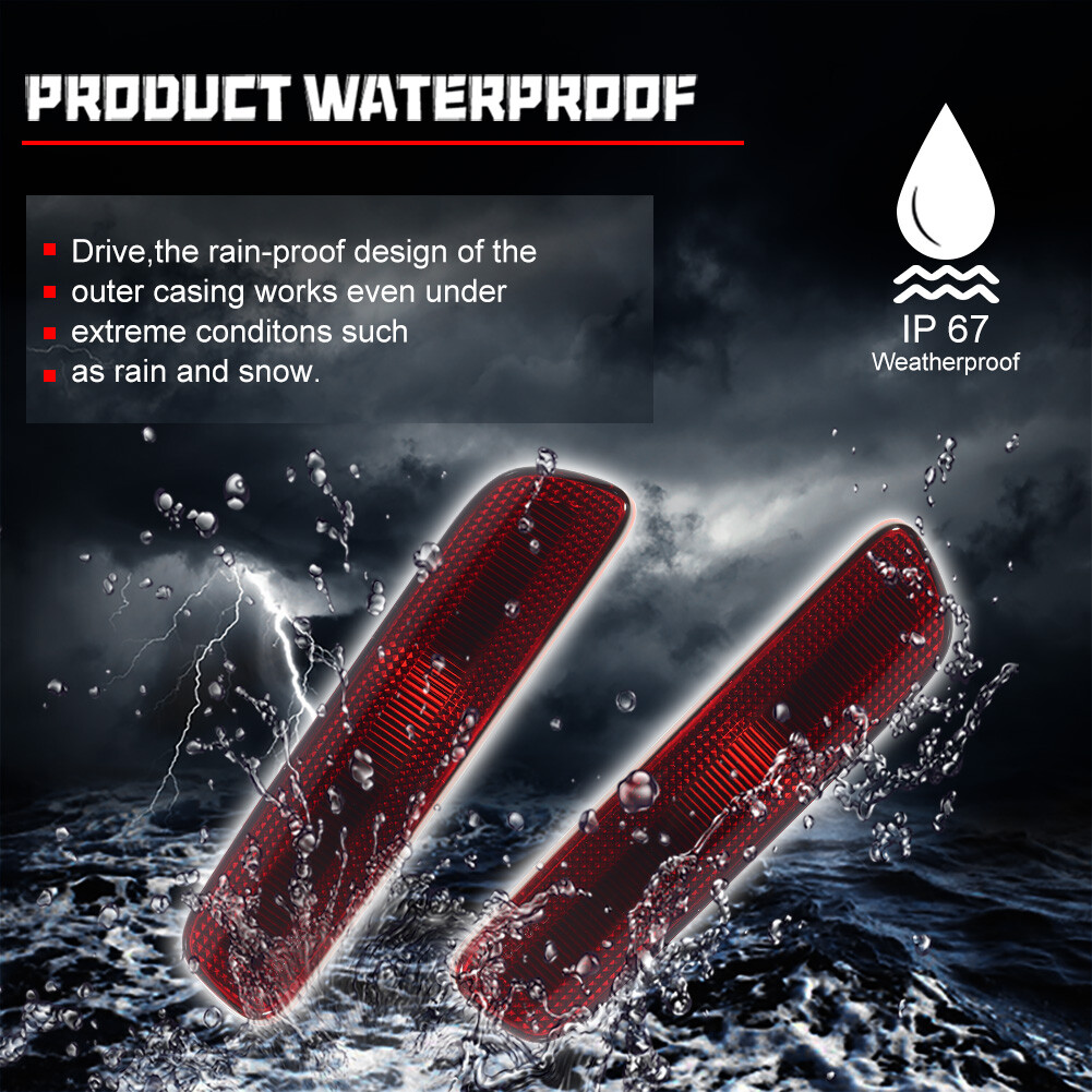 2X Red Lens Rear Bumper Side Marker Corner Lights For 1999-2003 Lexus RX300