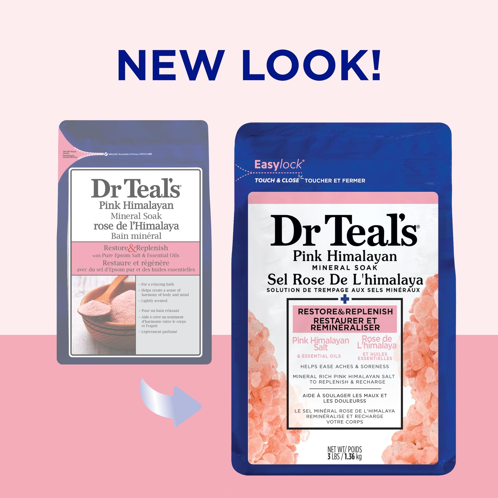 Dr Teal's Epsom Salt Magnesium Soak, Restore & Replenish with Pink Himalayan ...