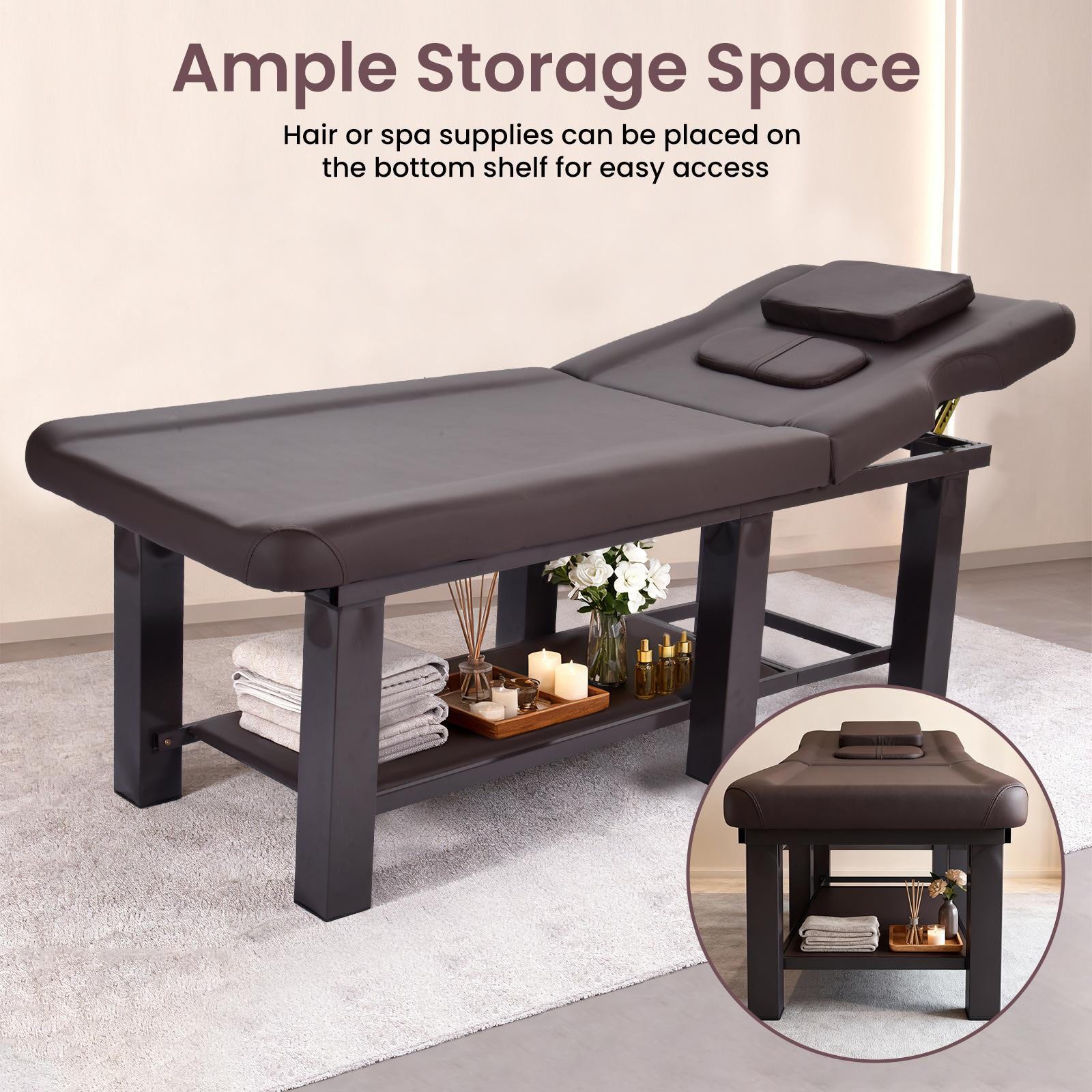 PU Leather Heavy Duty Professional Stationary Massage Bed -Brown