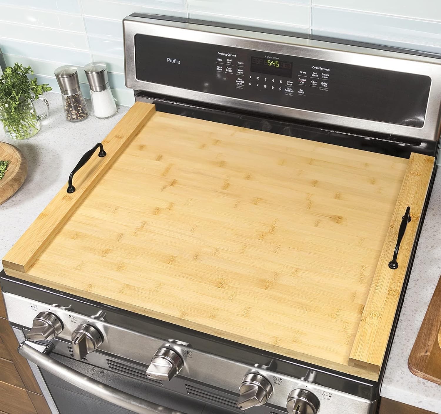 Noodle Board Pine Wood Stove Cover w/ Handles for Gas Electric Stove Top 30"x22"