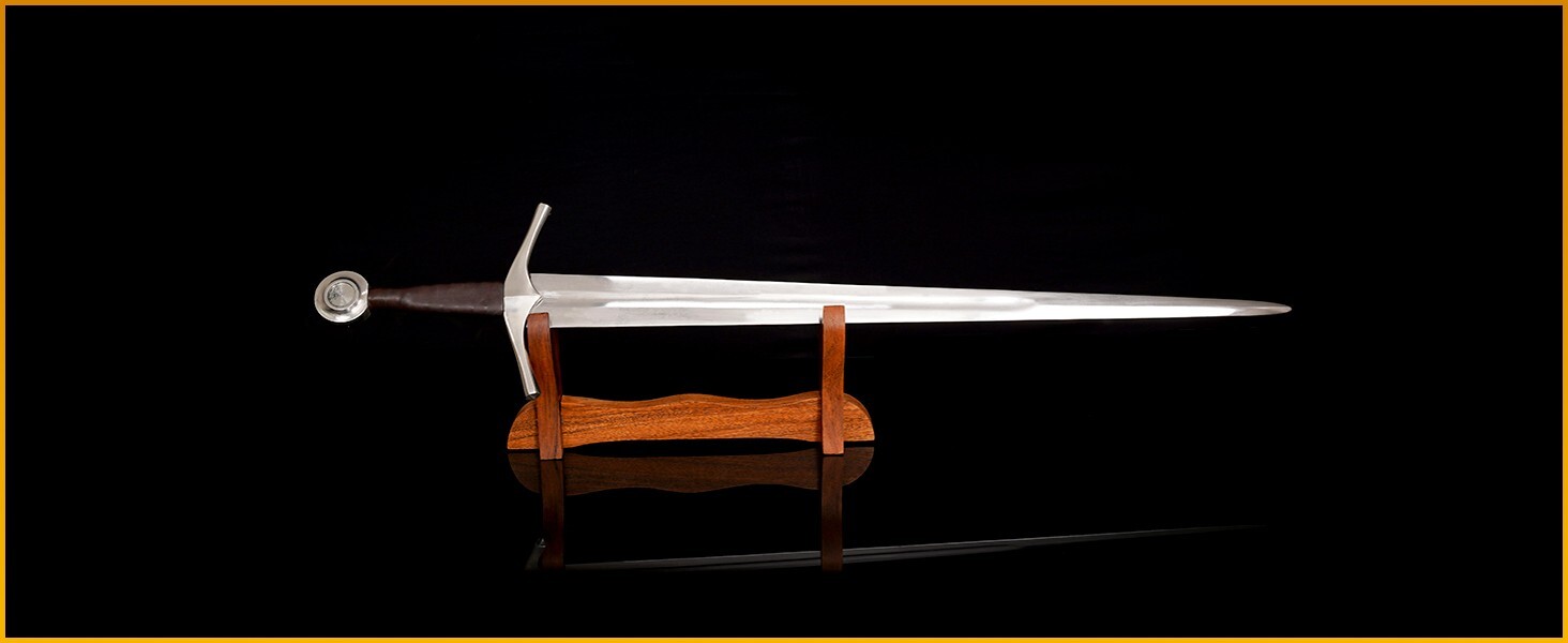 Medieval Sword Stand Solid Wood Horizontal Display Rack for Katana - 1 Tier Rack