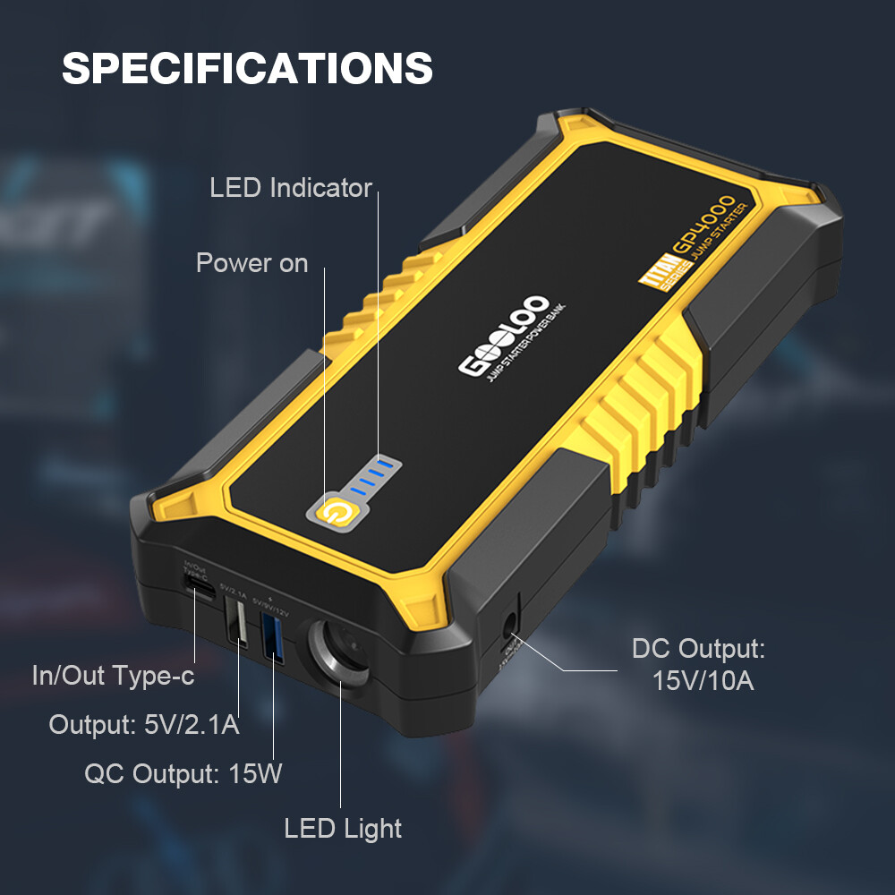 GOOLOO GP4000 4000A Jump Starter Power Bank Car Battery 24000mAh 12V Jump Box US