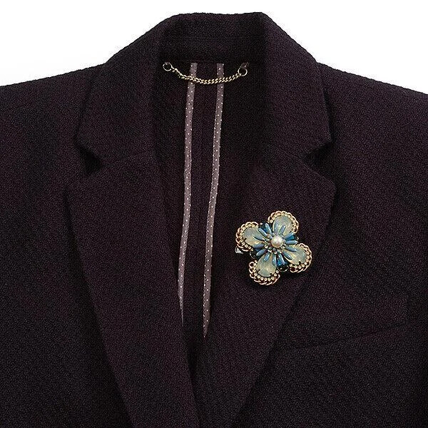 Vintage Inspired Crystal Pearl Rhinestone Flower Shape Cross Brooch