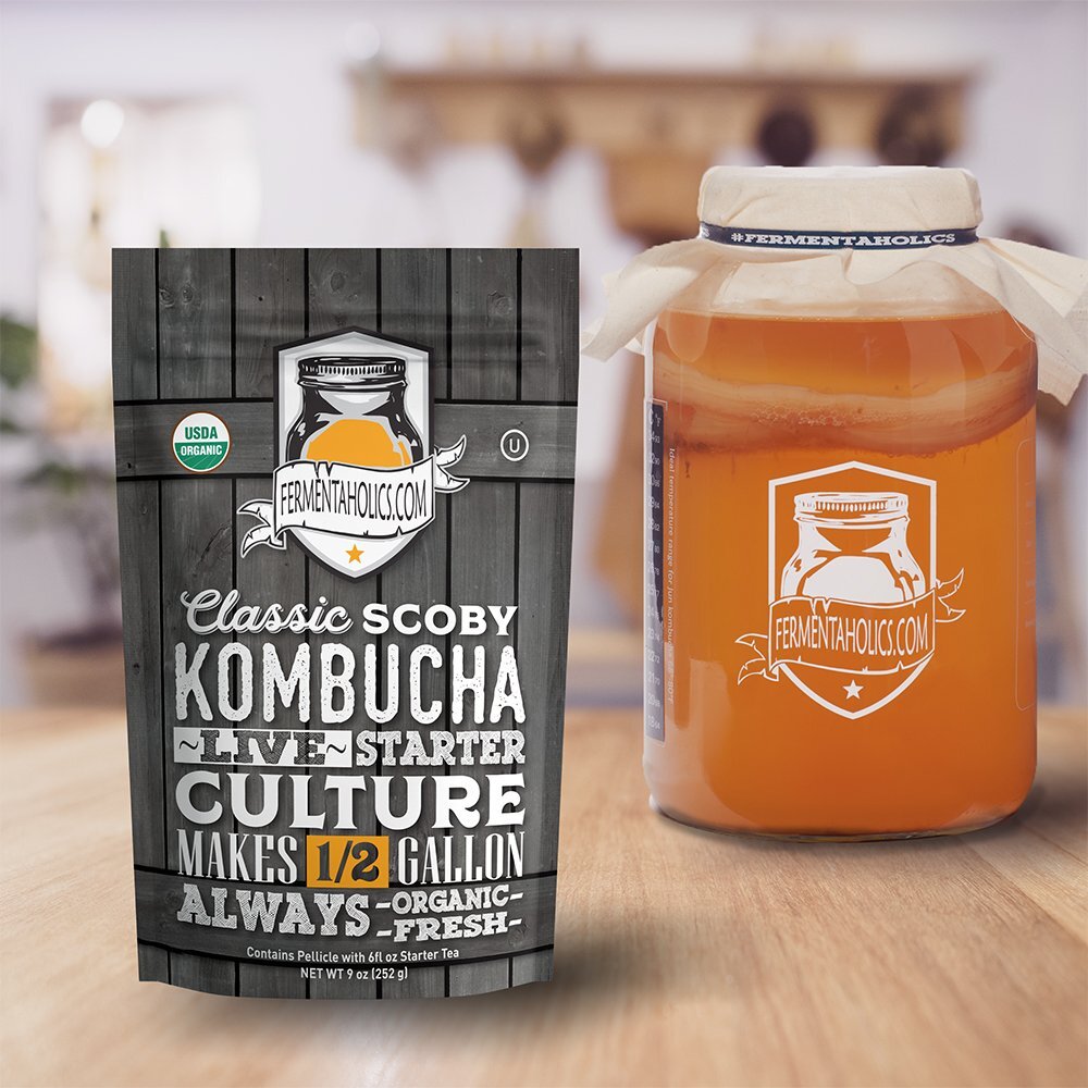 Fermentaholics SCOBY USDA Organic Live Kombucha Starter Culture Half Gallon