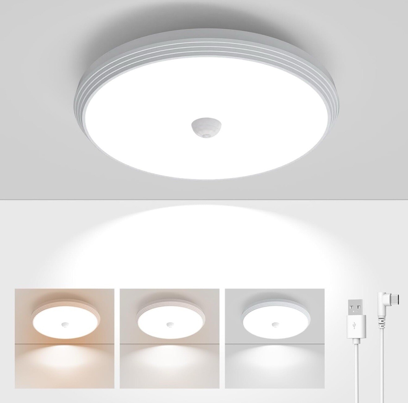 Rechargeable Closet Lights Motion Sensored, Battery Operated Ceiling Multicolor