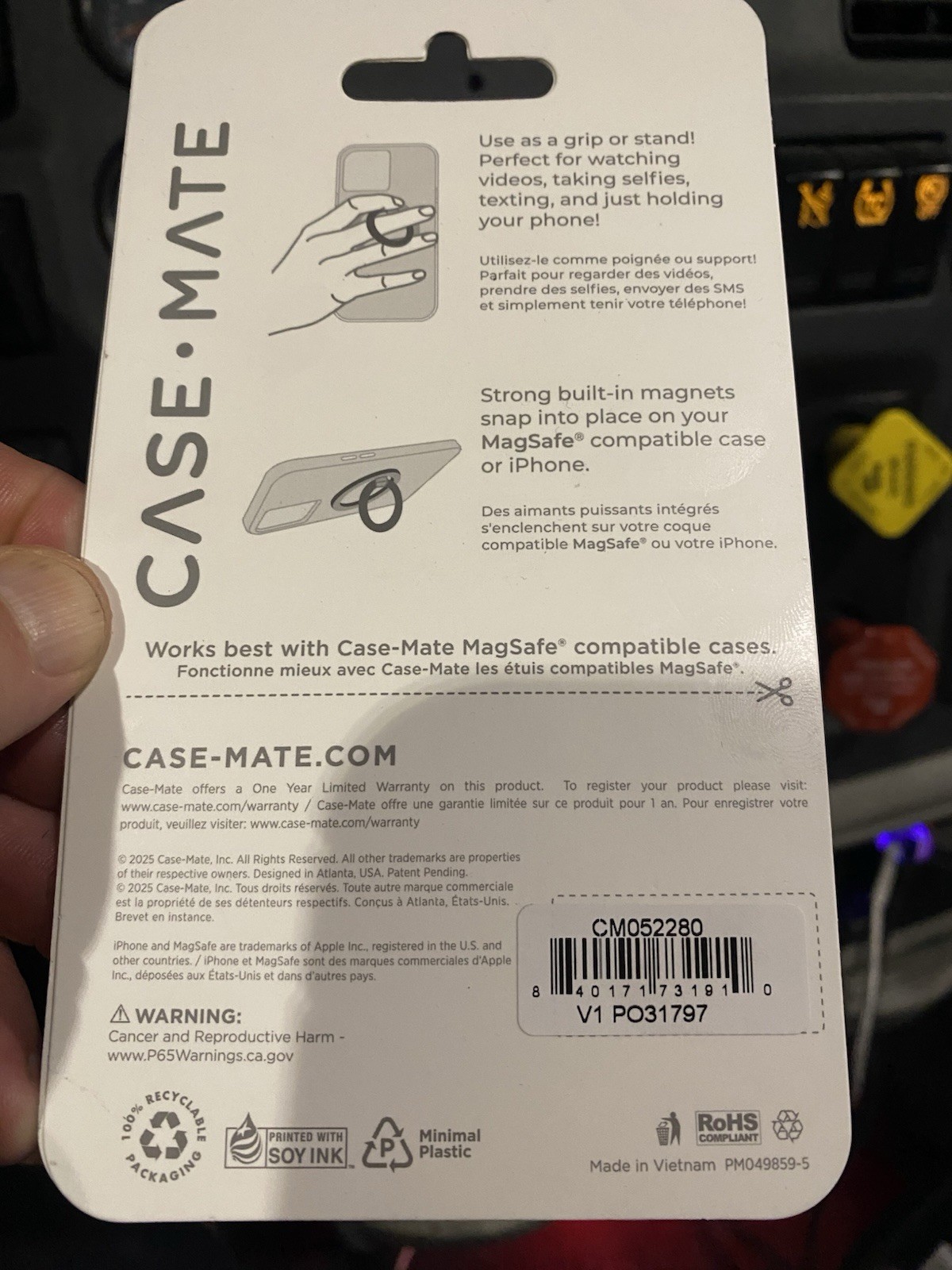 Case-Mate Magnetic Phone Grip Ring Stand Sparkle Diamond Bling New In Box