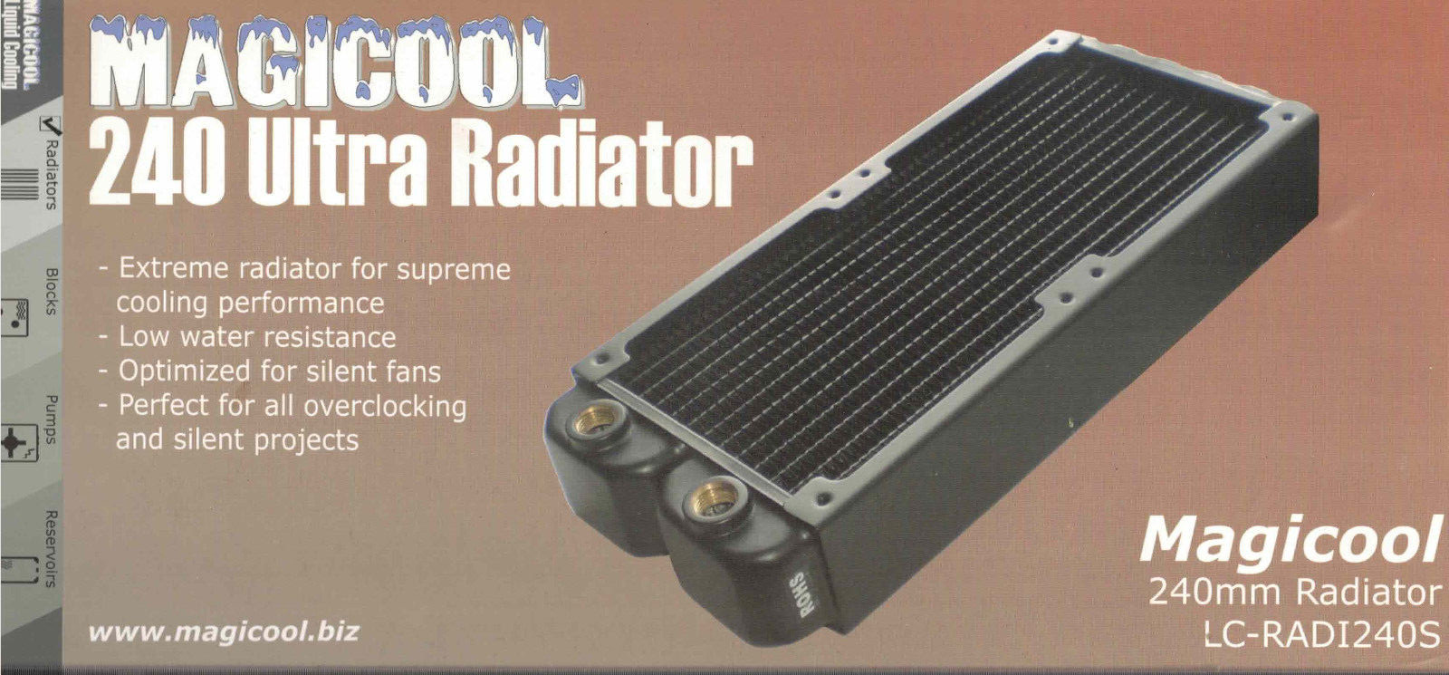 Magicool Extreme Slim Profile 2X120mm Radiator - Black LC-RADI240S