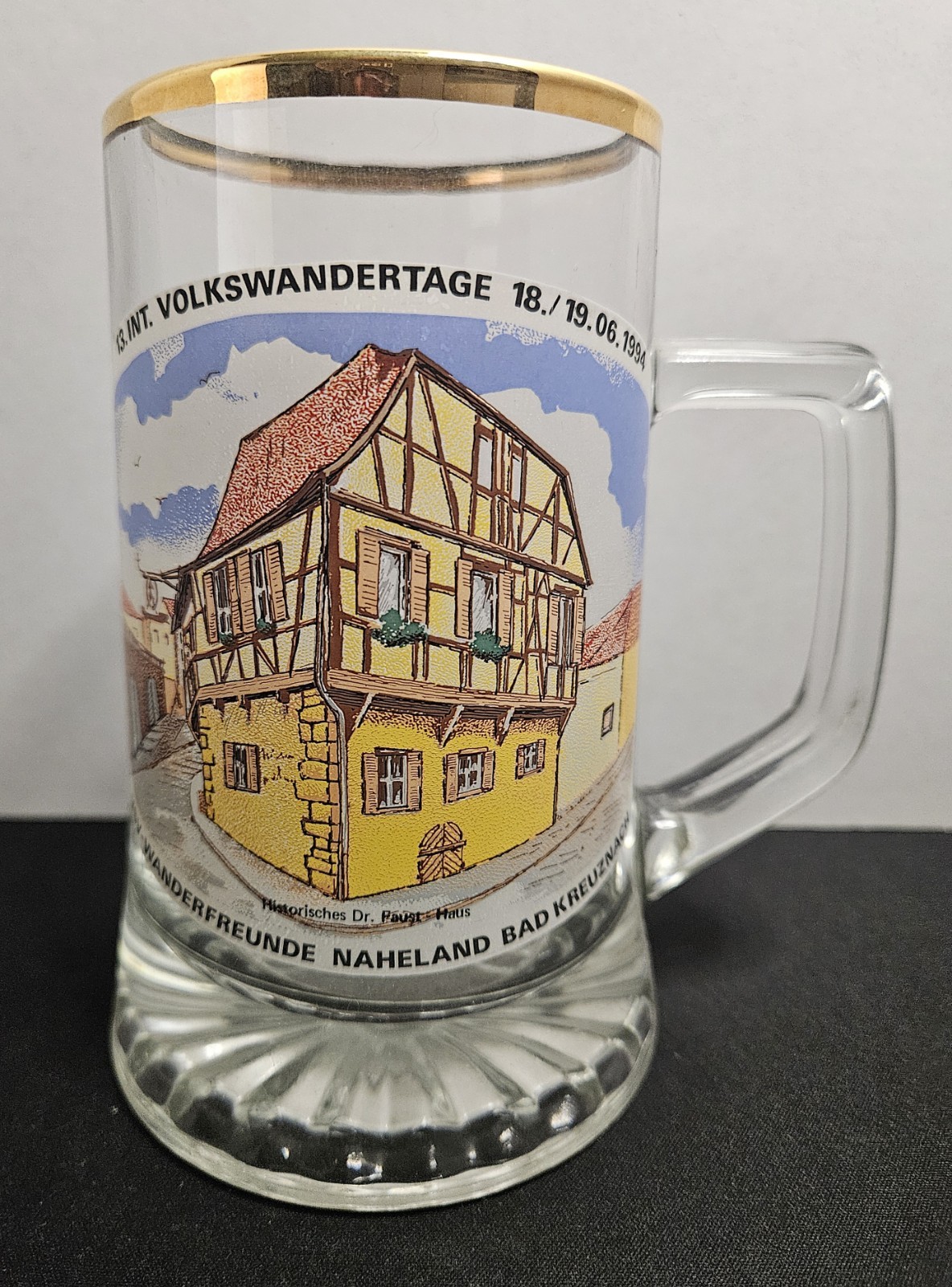 1994 Bad Kreuznach Germany Beer Mug Volkswandertage Glass Stein