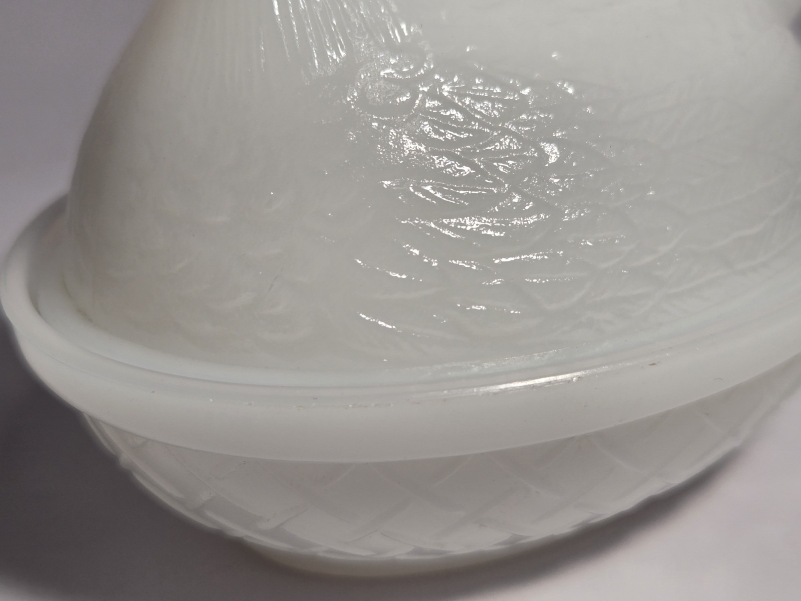 Vintage Milk Glass Hen on Nest Trinket Candy Dish White 4.25" MCM