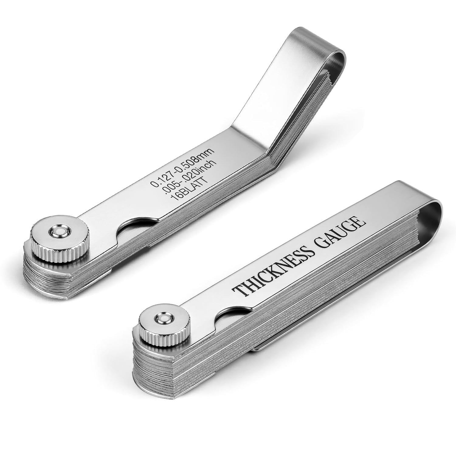 Feeler Gauge Set 2pcs Stainless Steel 32 Straight 16 Offset Blades SAE Metric