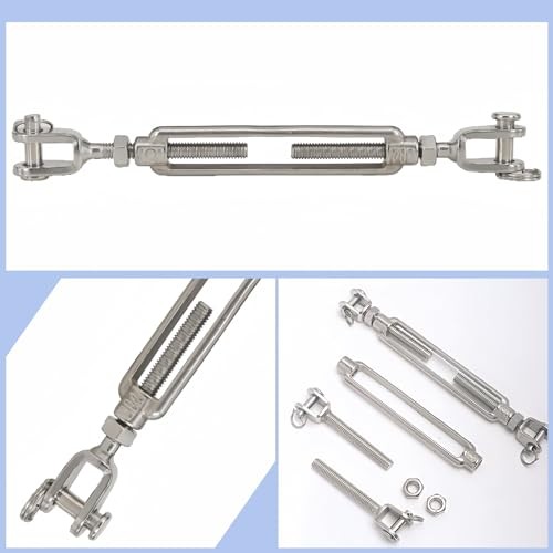 4-PCS 1/4"Jaw & Jaw Turnbuckle Hook,304 Stainless Steel M6 Open 1/4" （M6）-4PCS