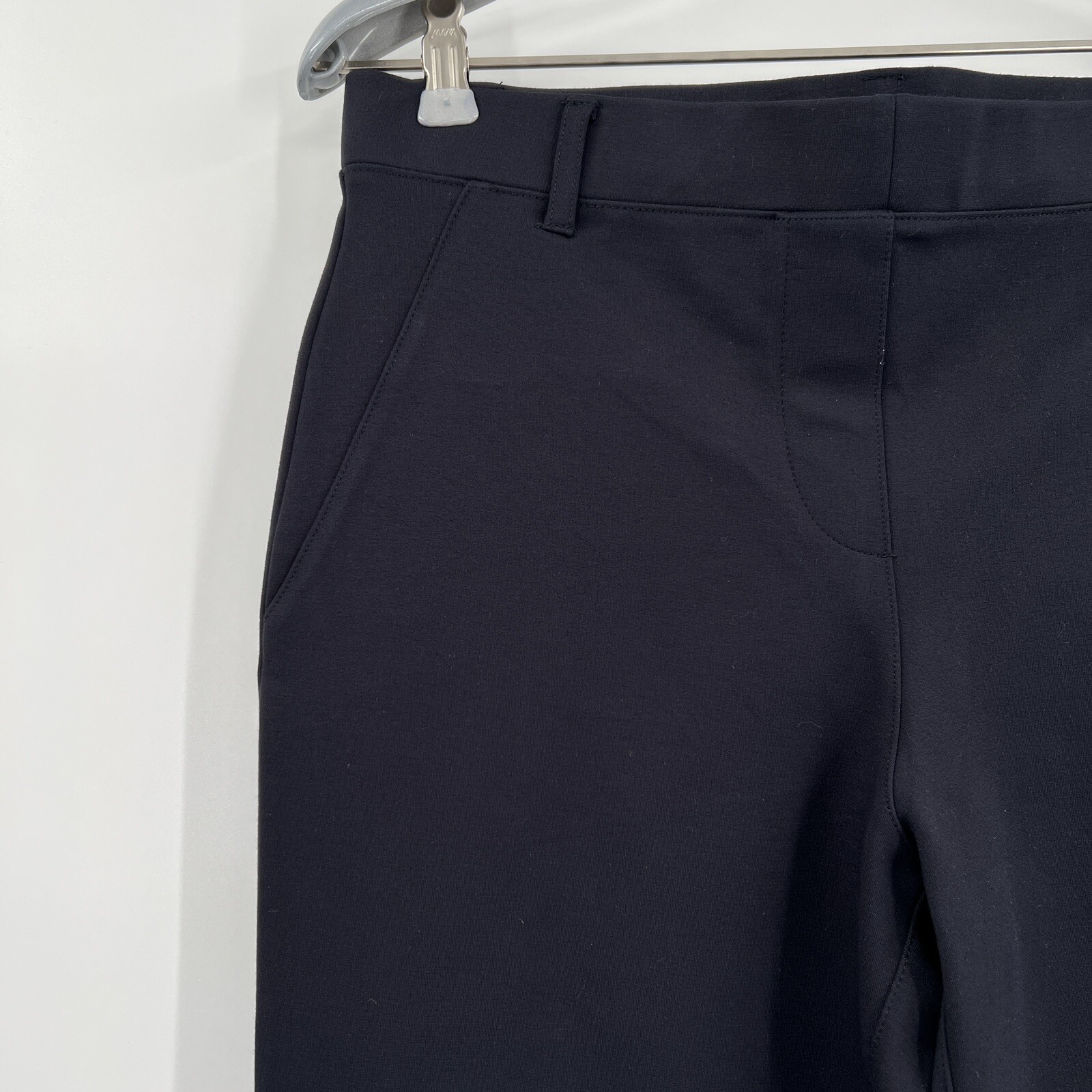 Quince Women's Black Ultra-Stretch Ponte Pants Straight Leg M Petite 28" NWT