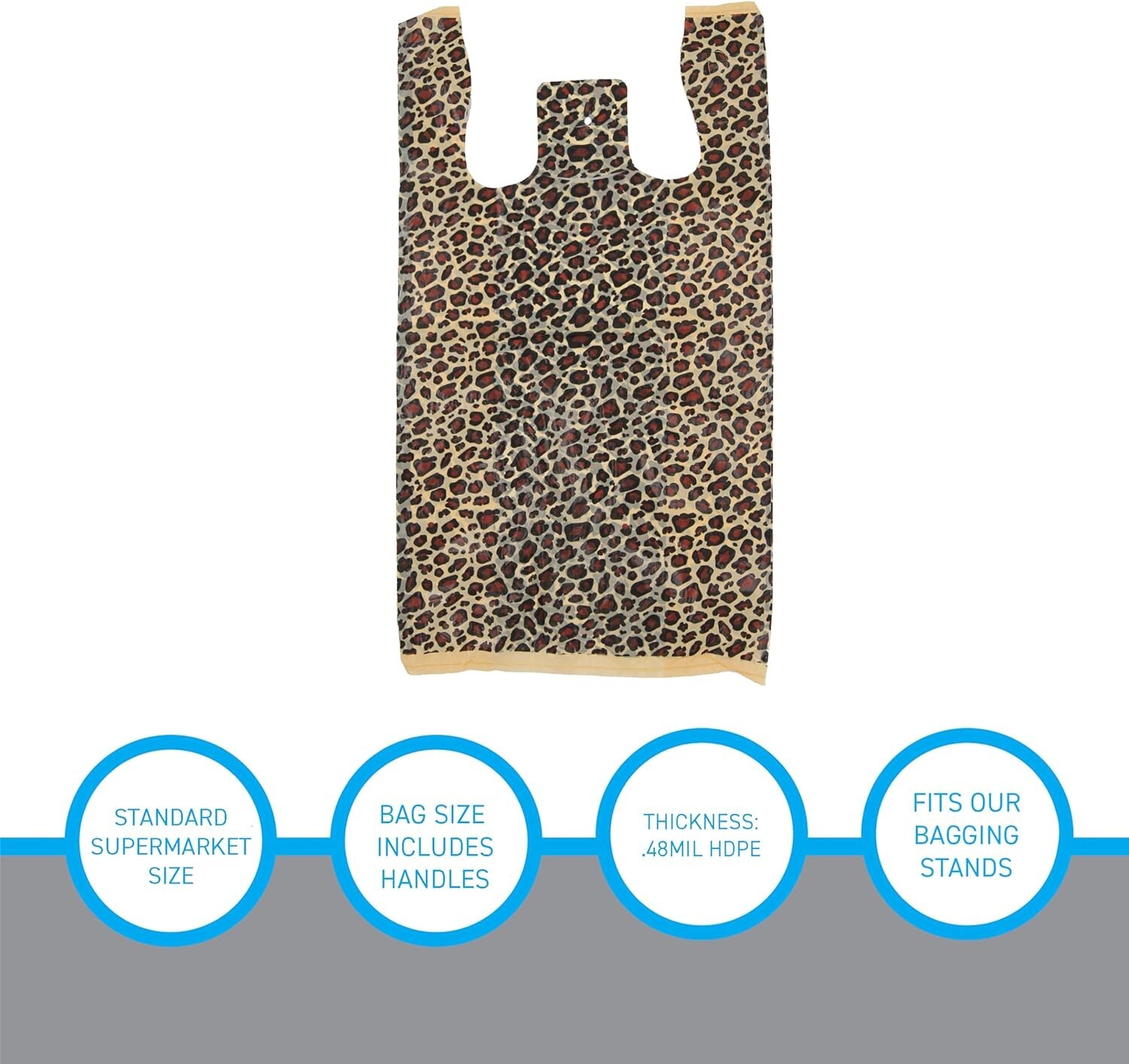 Plastic Shopping Bags 1000 Cheetah Leopard Grocery Merchandise 11 ½" x 6" x 21"