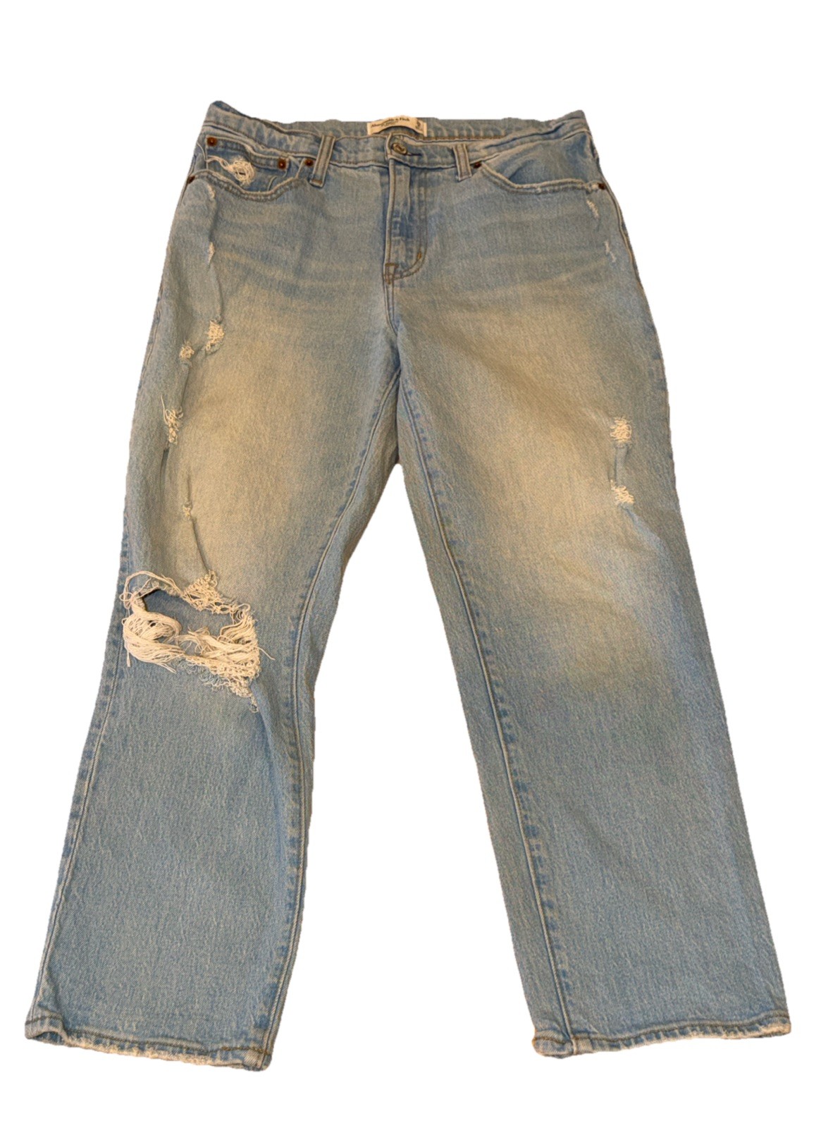 Abercrombie & Fitch The Boyfriend Mid Rise Distressed Blue Jeans Womens 29/8