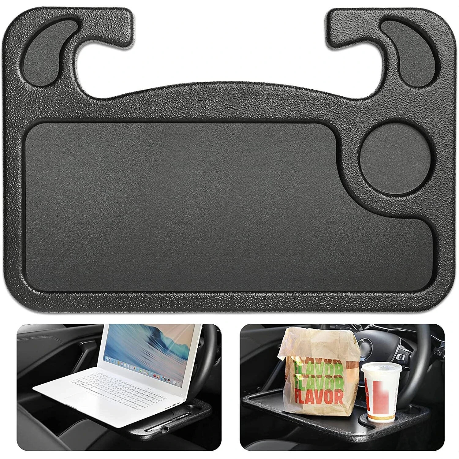 Car Steering Wheel Tray Desk Two Sided For Laptop Drink Food Work Table Holder
