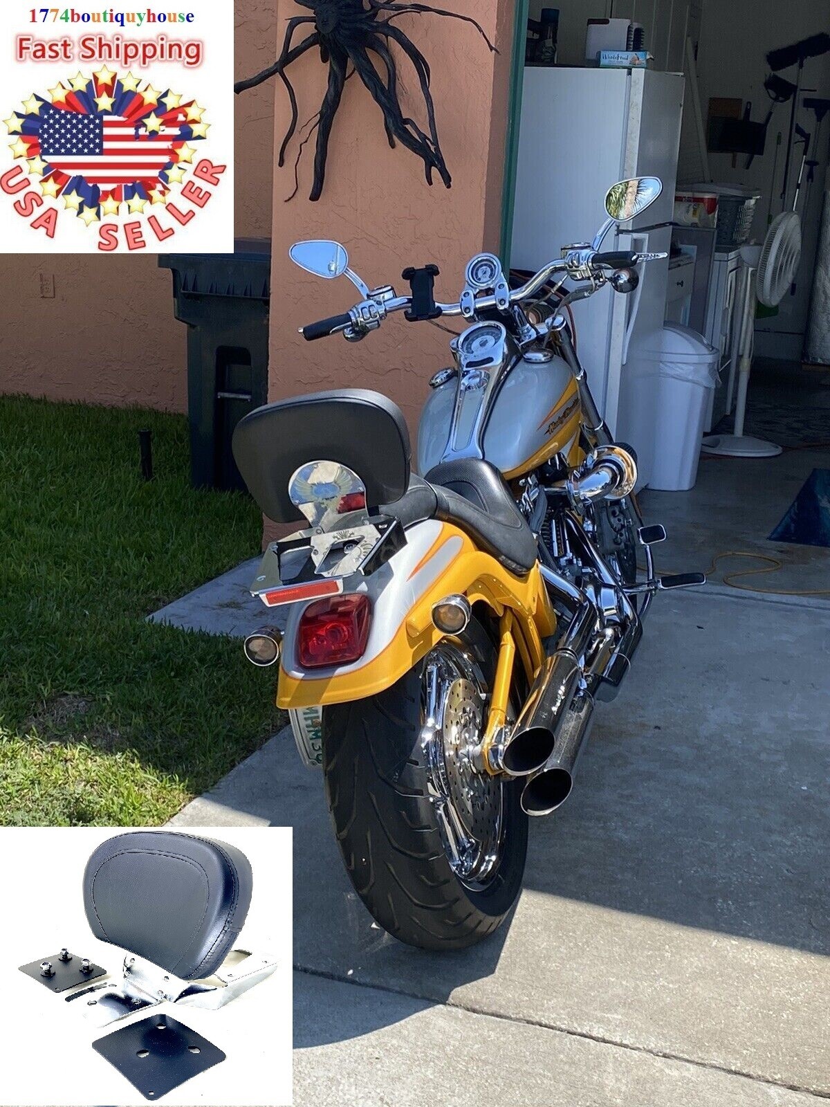 NEW Tall Backrest SISSY BAR LUGGAGE RACK Harley Softail Deuce 00-2007 51114-02HD