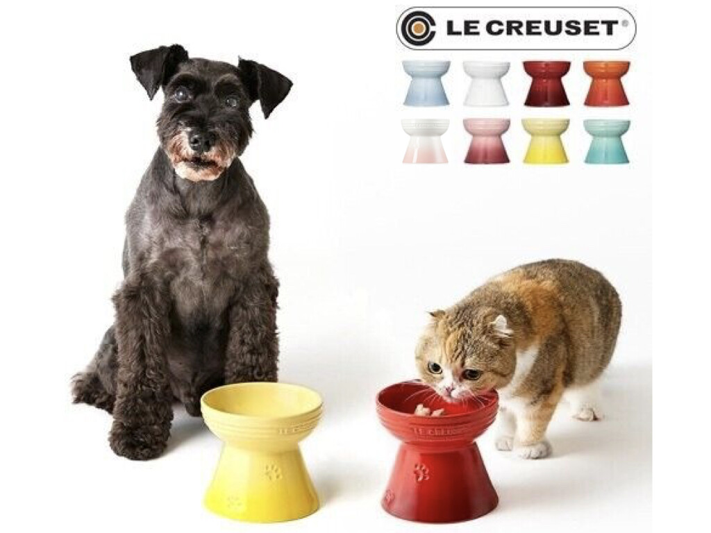 LE CREUSET High Stand Pet Bowl Pet dishes Cat Dog Food water container 8 COLORS