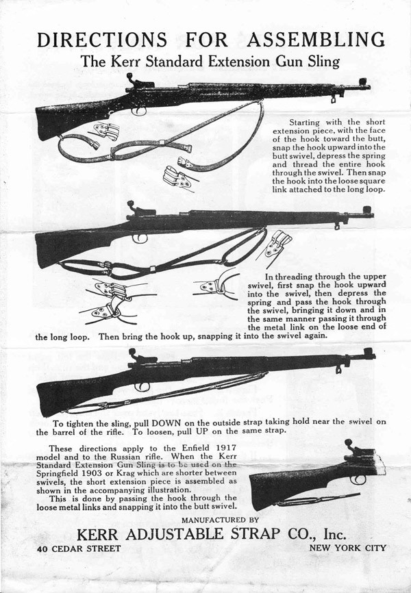 Long WWI Kerr N0-Buckl Sling for M1917 Enfield or Thompson SMG