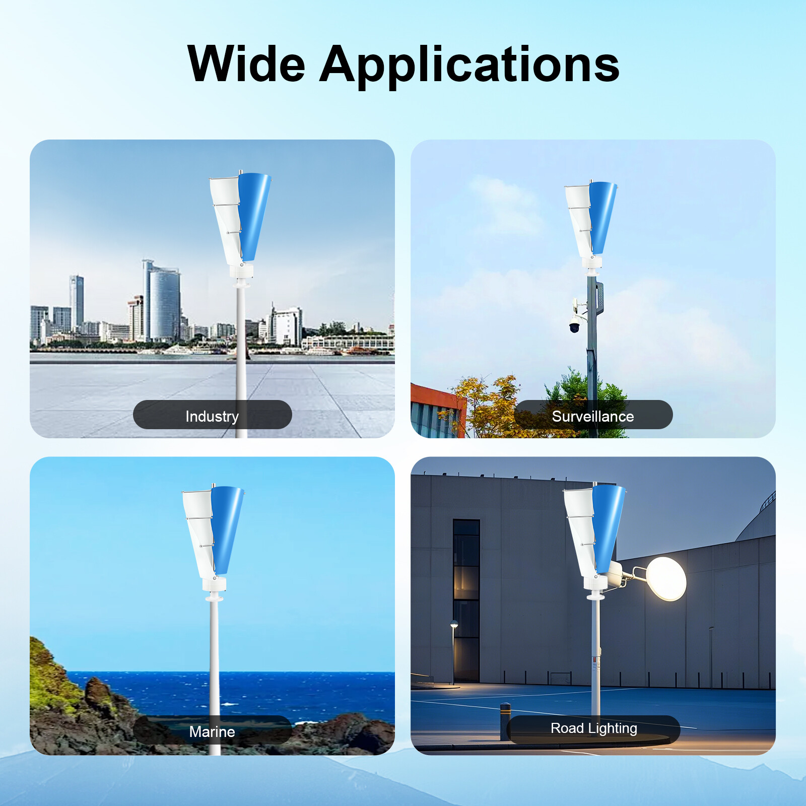 2-Blade Vertical Axis Wind Turbine Generator Power Turbine w/Controller 12V