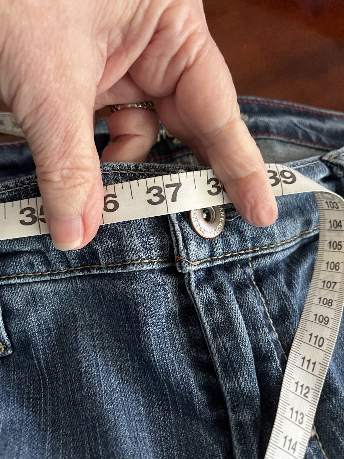 American Eagle Jeans Women 14 Regular Blue Stretch Mid Rise Hipster