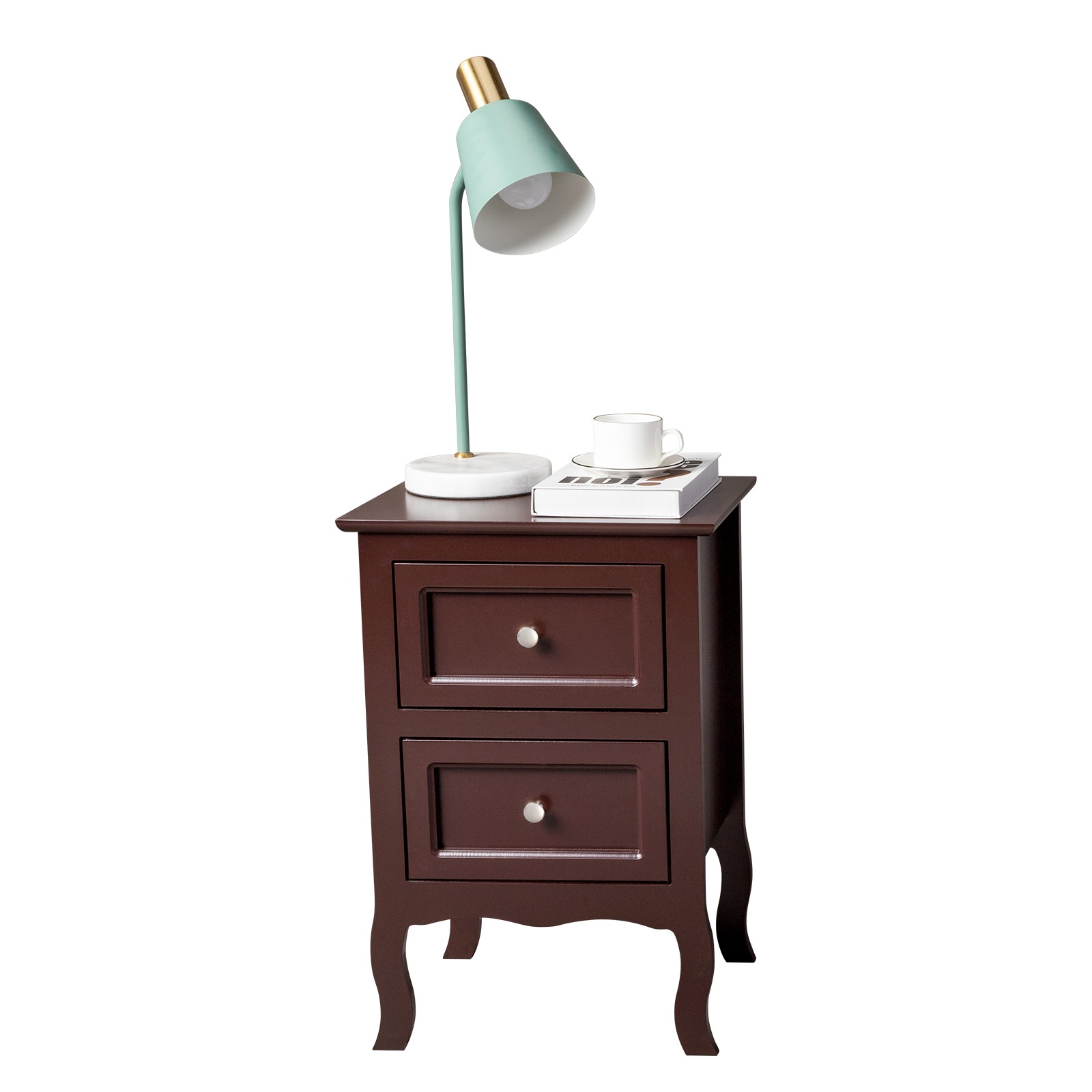 Lot 2 Nightstands Wood Bedside Table End Table w/2 Drawers Bedroom Furniture