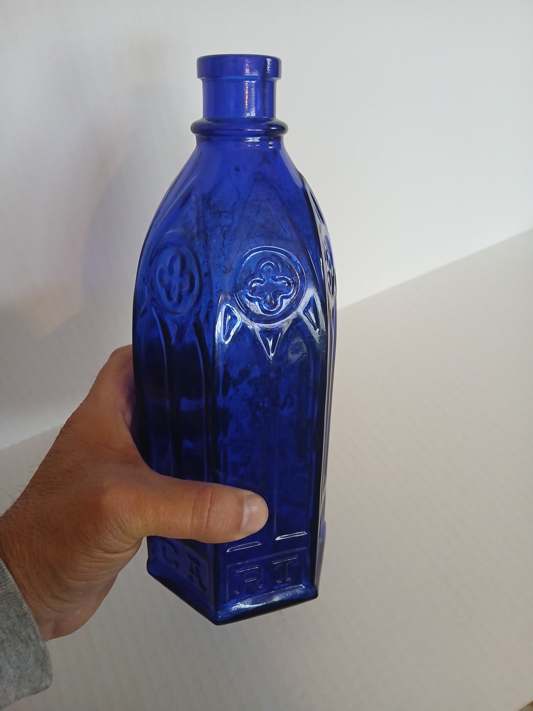 ANTIQUE 9.75" CARTER'S CATHEDRAL MASTER INK BOTTLE, Cobalt Blue Glass, 1920s Era